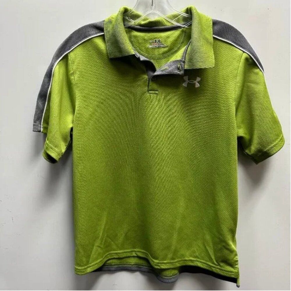 Under Armour Heatgear Boys' Golf Polo Shirt Lime Green and Gray Size XL